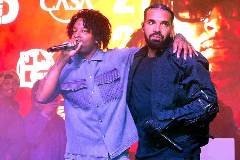Prince Williams/Wireimage 21 Savage and Drake onstage during Wicked (Spelhouse Homecoming Concert) Featuring 21 Savage at Forbes Arena at Morehouse College in October 2022 in Atlanta