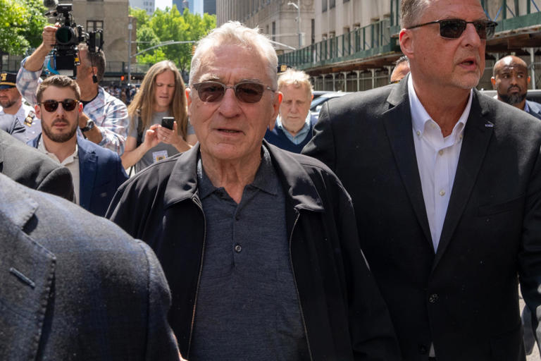 Robert De Niro after speaking to the media in front of Manhattan Criminal Court on May 28, 2024 in New York City. He has come under the ire of Trump supporter for his comments outside the court.