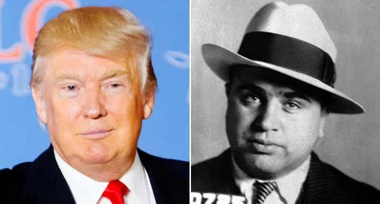President Donald Trump (left) and infamous mobster Al Capone (right). Images via Wikimedia Commons. 
