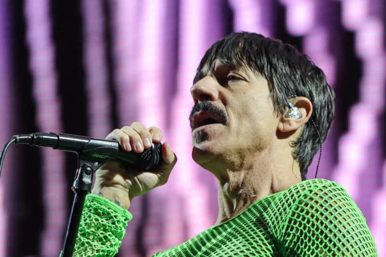 Red Hot Chili Peppers' Anthony Kiedis singing onstage