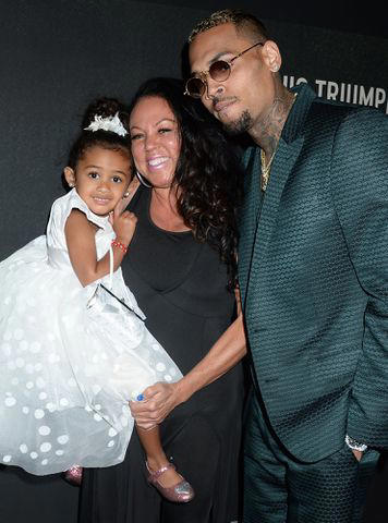 Broadimage/Shutterstock Chris Brown, daughter Royalty Brown and mother Joyce Hawkins at the 'Welcome To My Life' film premiere on June 6, 2017.