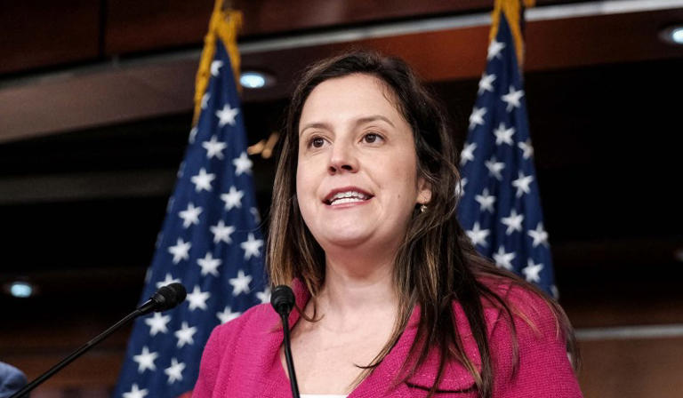 Rep. Elise Stefanik (R., N.Y.) speaks to reporters during a weekly press conference at Capitol Hill in Washington, D.C., April 16, 2024.