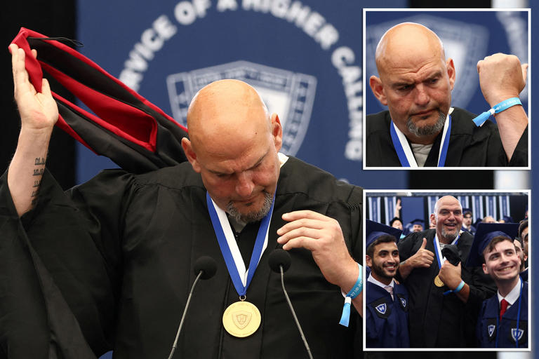 Sen. John Fetterman dramatically whips off Harvard hood at Yeshiva University commencement: ‘Profoundly disappointed’
