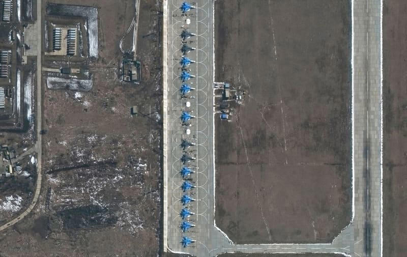 russia starts building defensive hangars at airfield 300 km from border with ukraine