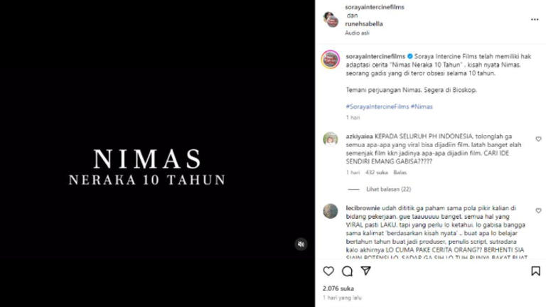 Belum Sebulan Viral,Kisah Nimas Diteror 10 Tahun oleh Teman SMP di Surabaya  Jatim Bakal Difilmkan