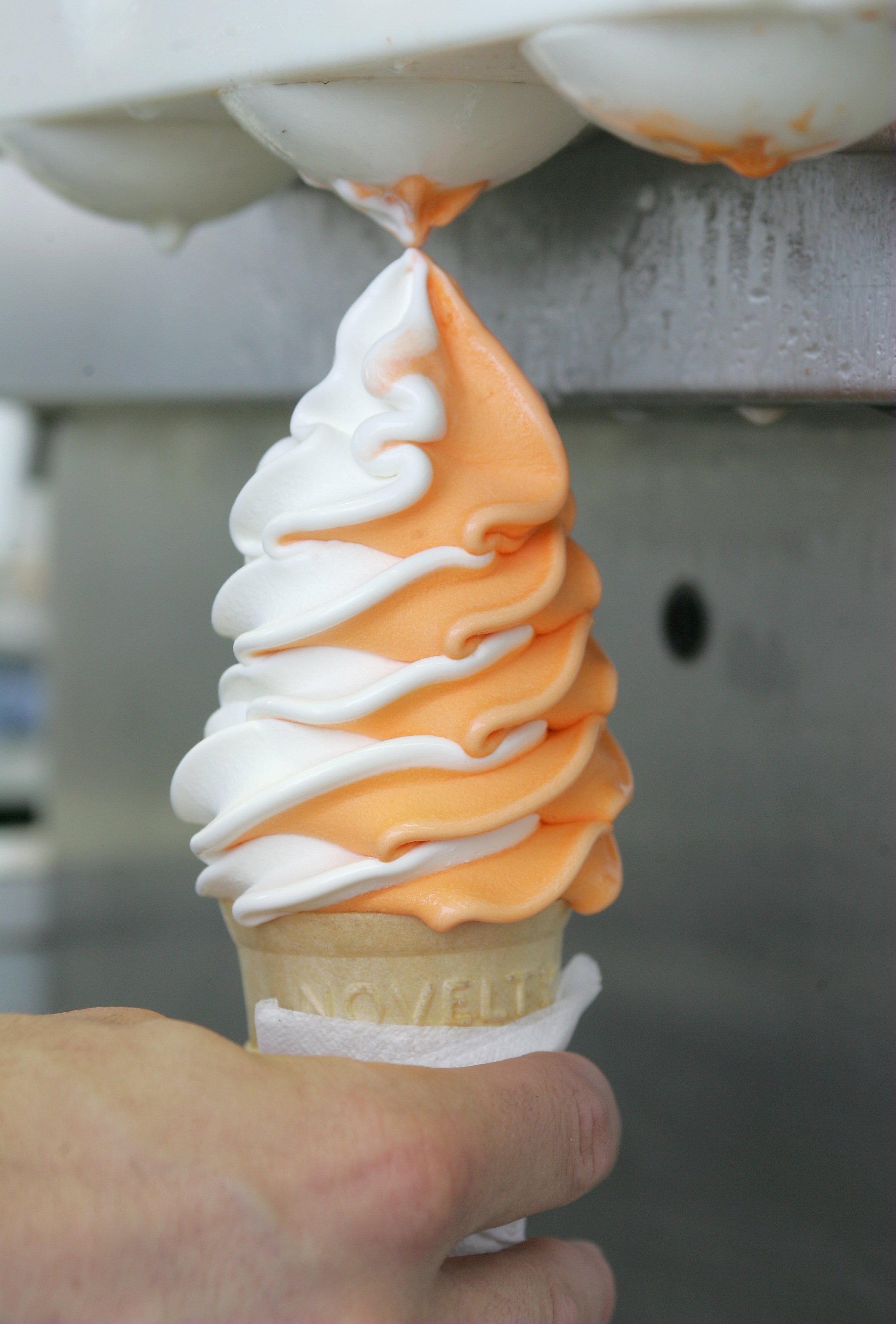An orange cream cone from Kohr's Frozen Custard.