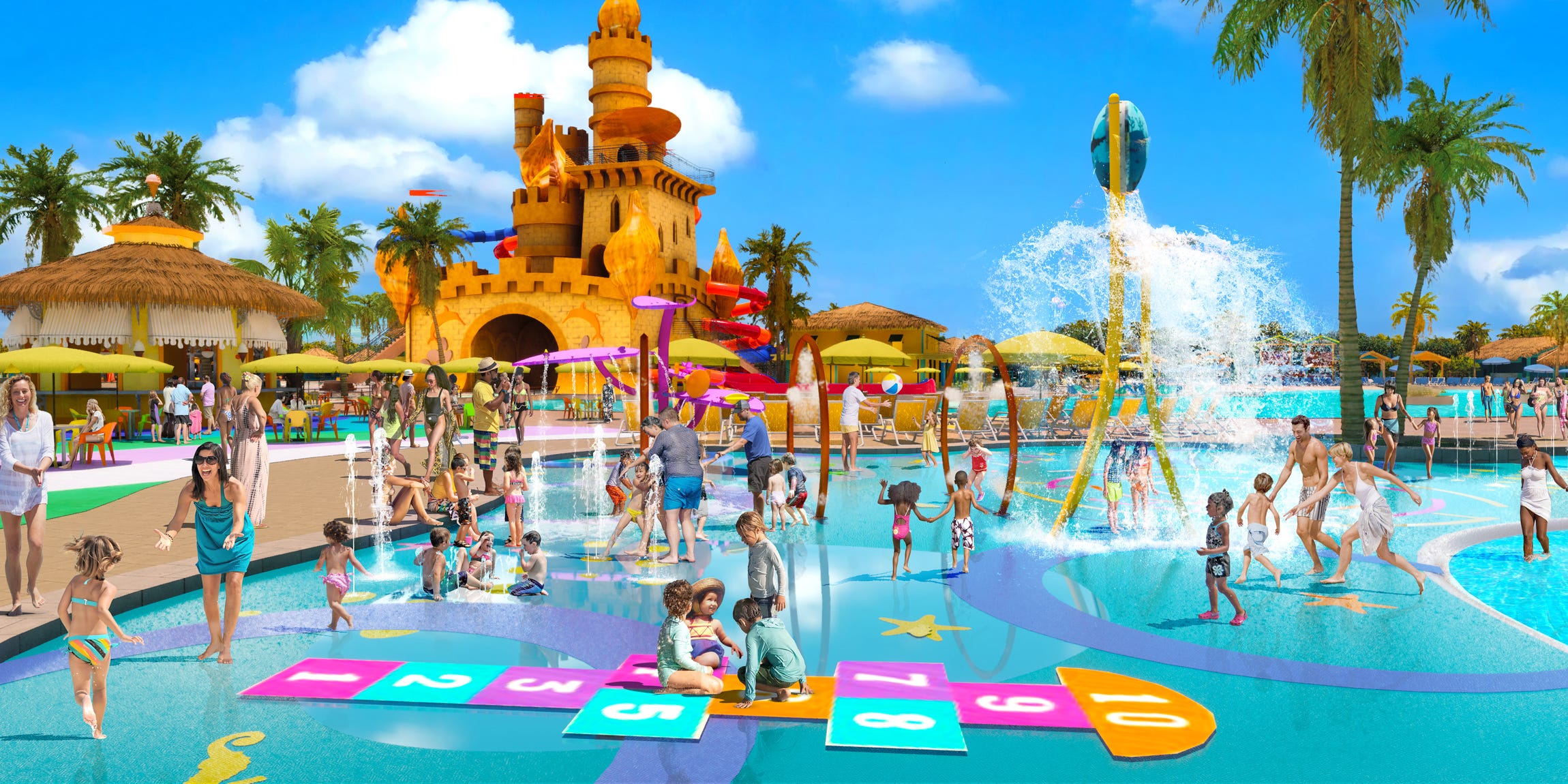 <p>Royal Caribbean's private island has a waterpark with 14 slides and children's play areas.</p><p>Similarly, according to Carnival's recent announcement, Celebration Key will have a large, family-friendly freshwater lagoon with two 350-foot-long waterslides and a children's water playground.</p><p>It's a scaled-back version of CocoCay's popular feature — for now. Looking ahead, Carnival <a href="https://www.carnival-news.com/2024/03/22/carnival-cruise-line-kicks-off-celebration-keyTM-portal-reveals-with-preview-of-paradise-plaza-and-calypso-lagoon">said</a> it plans to build a waterpark and zipline course, too.</p>