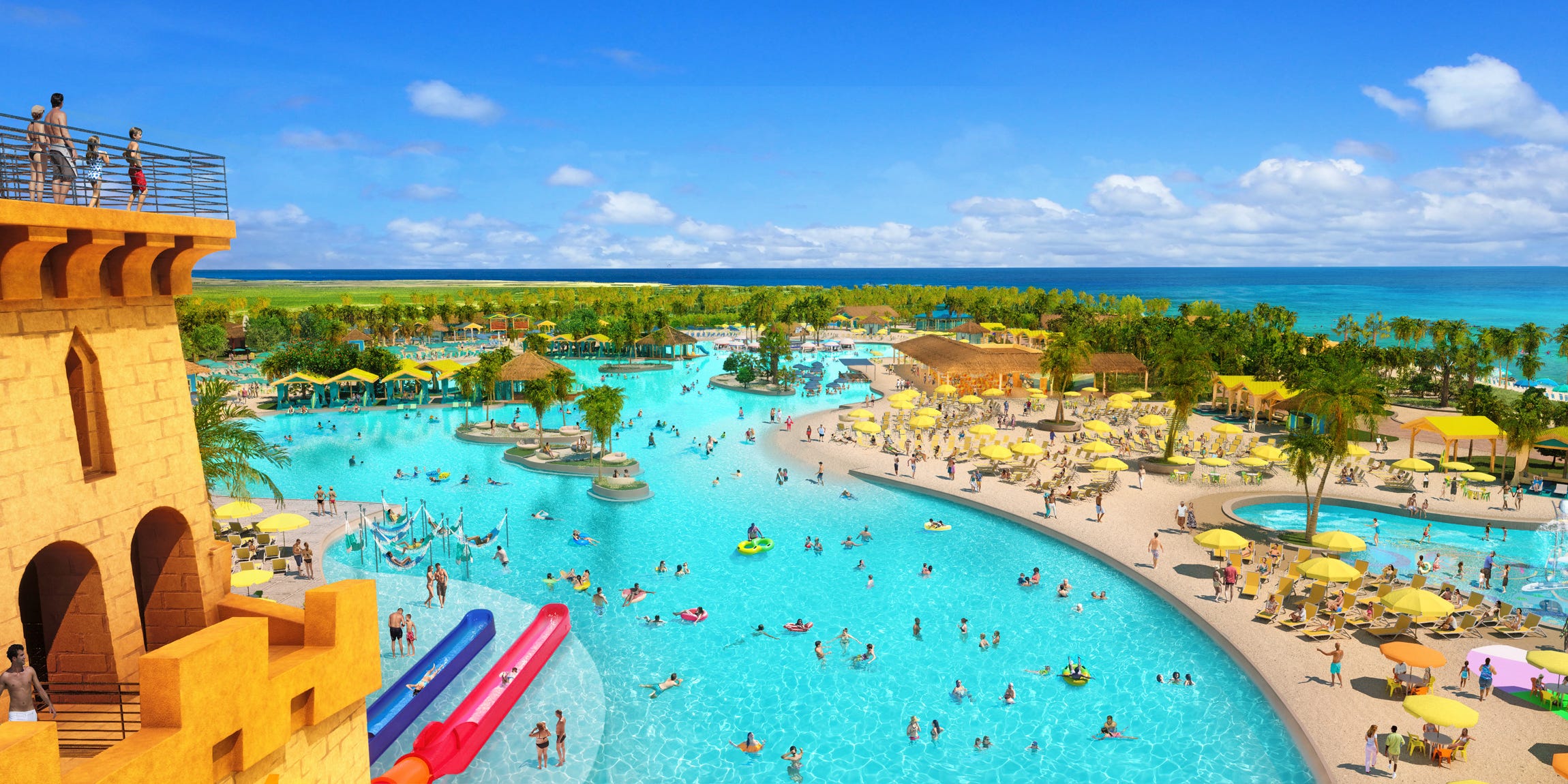 <p>But what's better than one exclusive port? Two of them. </p><p>The cruise giant is now building another destination just for its guests: Celebration Key, a mile-long resort-like getaway on <a href="https://www.businessinsider.com/photos-i-sailed-margairatvilles-new-cruise-ship-wont-again-2022-5">Grand Bahama Island</a>.</p><p>The $600 million project, Carnival Corp's largest, is set to open in 2025 — a sign that the company is "clearly following Royal Caribbean's footsteps," Patrick Scholes, lodging and leisure research analyst at Truist Securities, told Business Insider in March.</p>