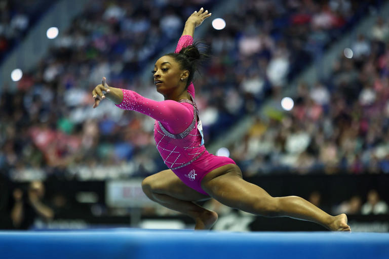 Simone Biles stuns with a 'flying' vault routine during podium training at U.S. Gymnastics Championships 2024