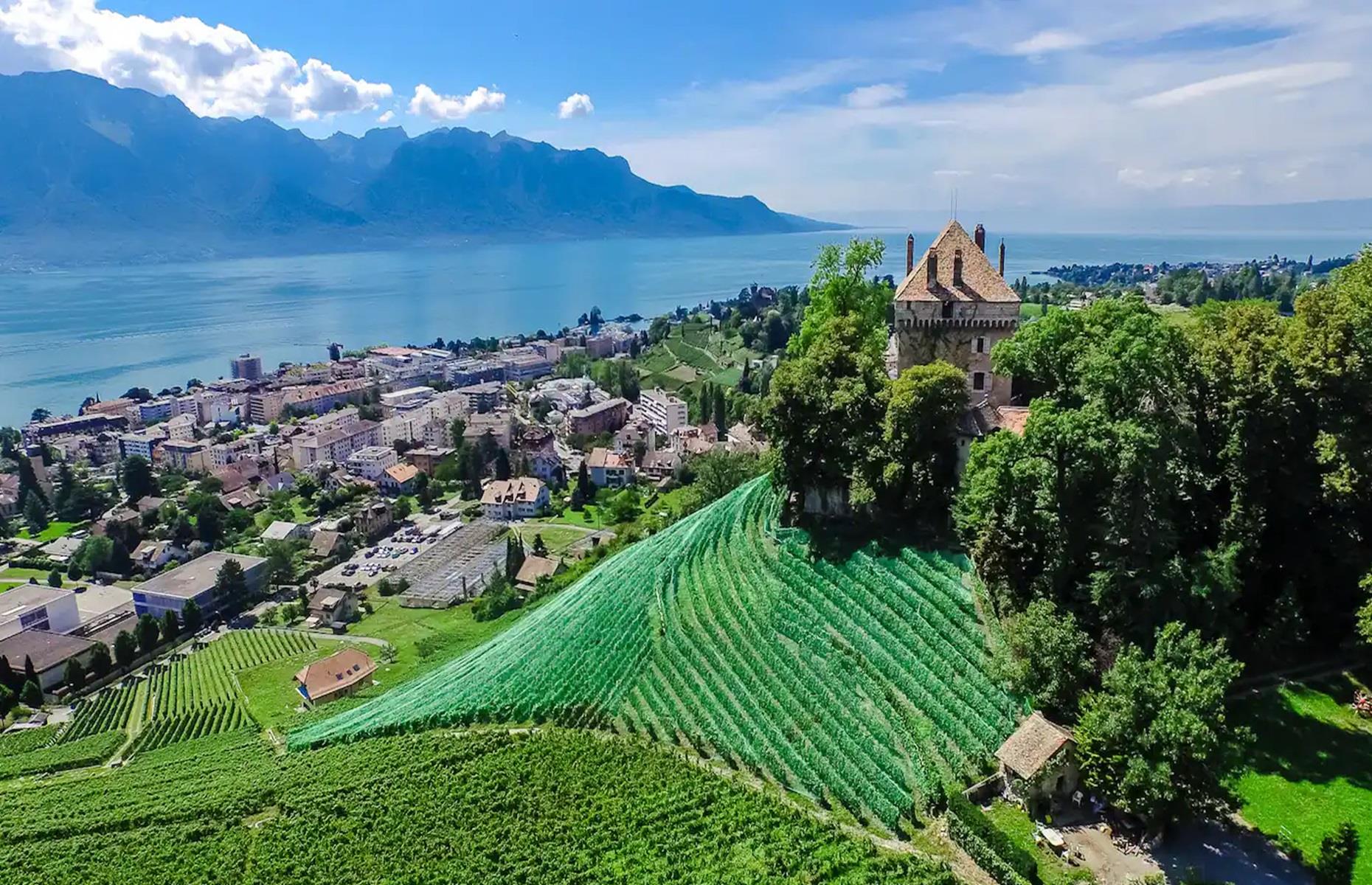 <p>Guests can explore the castle's ancient grounds and enjoy access to some of the country's most impressive natural landscapes. In fact, from many of the windows, you can take in vistas of Lake Geneva and the snowy peaks of the Alps. </p>