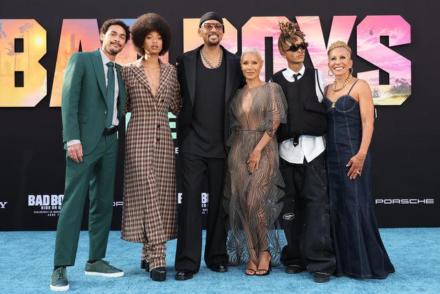 Eric Charbonneau/Getty From left: Trey Smith, Willow Smith, Will Smith, Jada Pinkett Smith, Jaden Smith and Adrienne Banfield-Norris on May 30, 2024