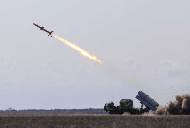 Illustrative purposes only: A Ukrainian-made Neptune missile being fired on April 5, 2019. (The Presidential Office of Ukraine)