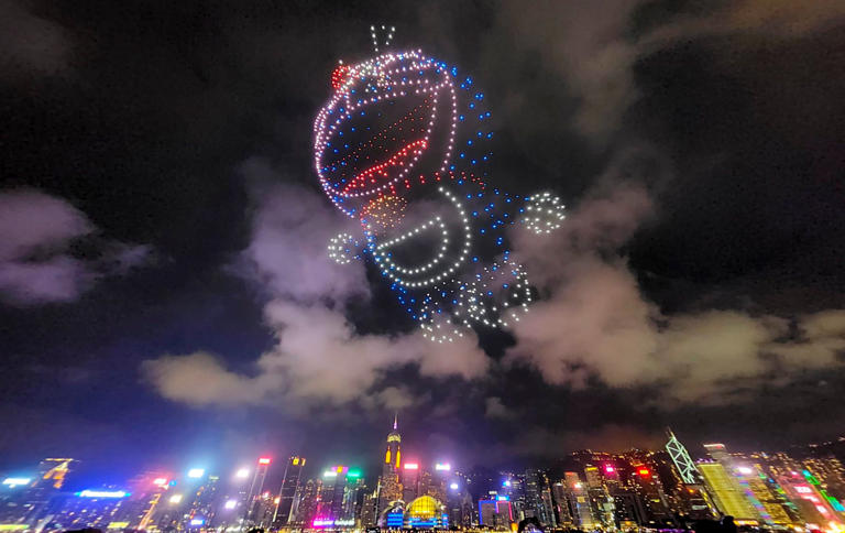 Hong Kong hosted the world's first Doraemon drone show earlier this month. Photo: Jess Ma
