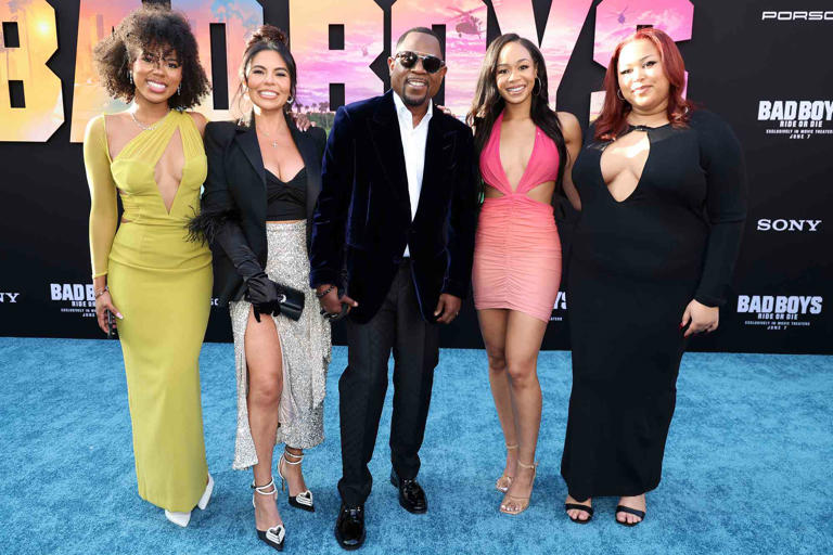 Eric Charbonneau/Getty From left: Iyanna Faith Lawrence, Angie Gonzalez, Martin Lawrence, Jasmine Page Lawrence and Amara Trinity Lawrence on May 30, 2024