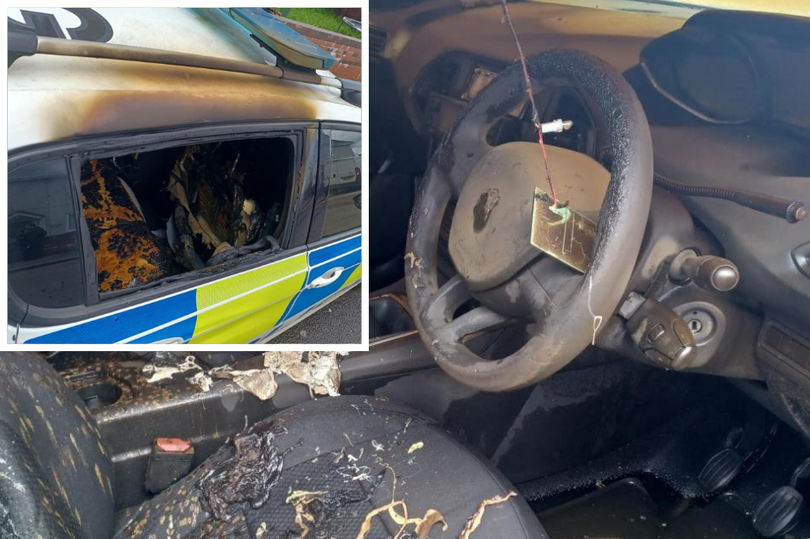 Arson Attack Wrecks Police Car As Photos Show Charred Interior