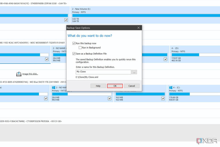 A screenshot of Macrium Reflect featuring Backup Definition File settings