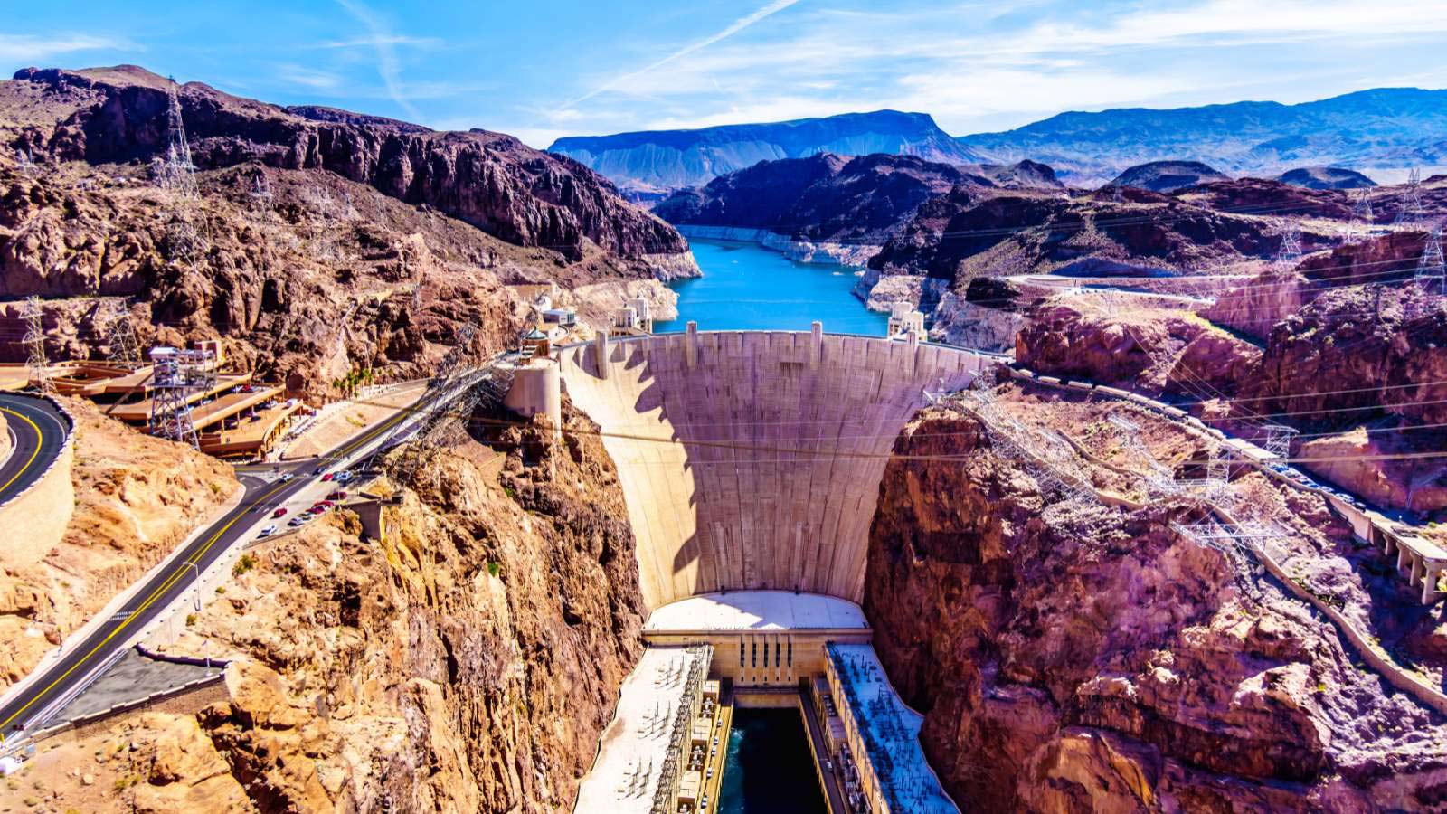 <p>The Hoover Dam is a massive concrete dam located on the border of Arizona and Nevada. It’s a popular tourist destination and offers tours and exhibits about the history of the dam and its construction. The dam is 726 feet tall and is a true engineering marvel.</p>