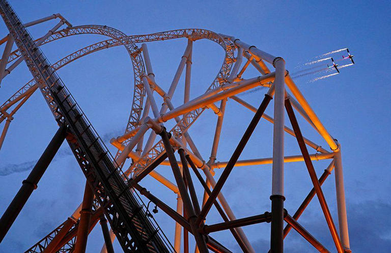 Thorpe Park says Hyperia's 168ft loop makes it Europe's tallest (pictured during a VIP launch event on 23 May)