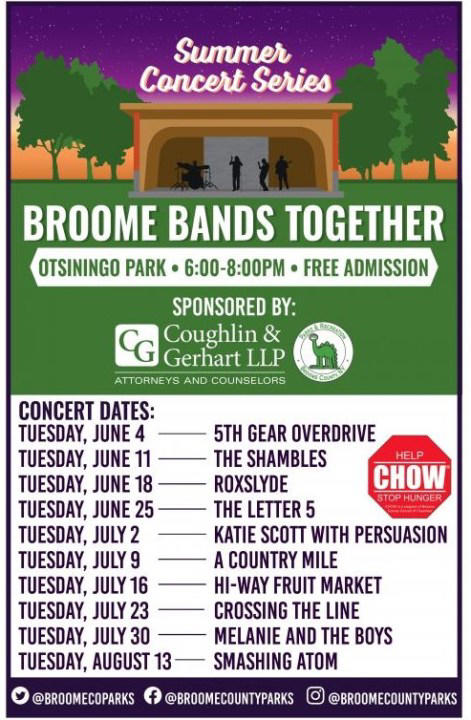 Broome Bands Together: free, weekly concert series starts Tuesday