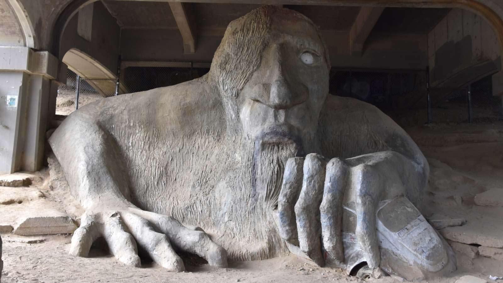 <p>Created in 1989, the Fremont Troll is a sculpture located underneath a bridge, inspired by the folklore tale of “Billy Goats Gruff.” The sculpture was created as part of an art competition to revitalize the area underneath the bridge, which had previously been a dumping ground and a place where drugs were sold.</p>