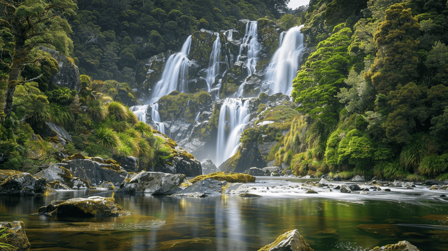 <p>Located in Fiordland National Park on New Zealand’s South Island, Sutherland Falls is a breathtaking spectacle, cascading 1,904 feet in three distinct tiers. Fed by glacial Lake Quill, the falls are renowned for their dramatic height and remote location, making them one of the tallest in the world. </p> <p>The iconic waterfall is a highlight of the Milford Track, a renowned four-day trek through some of New Zealand’s most beautiful scenery. Adventurers and nature enthusiasts will find the effort to reach Sutherland Falls richly rewarded by its sheer power and the pristine wilderness surrounding it.</p>