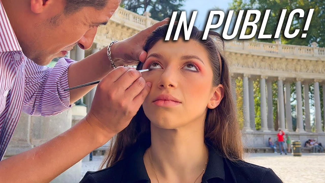 Street-side makeup artists provide a wild public transformation