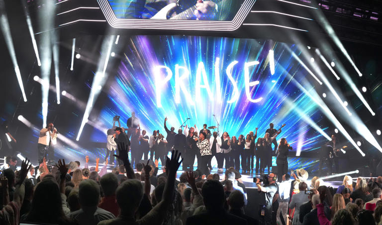 Elevation Worship performs “Praise” in May at the K-Love Fan Awards, held at the Opry House in Nashville.