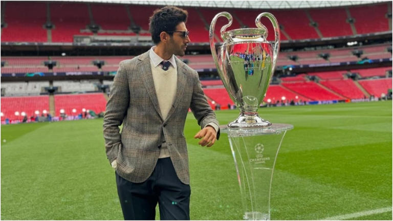 Pic: 'Chandu Champion' star Kartik Aaryan with UEFA Champions League trophy