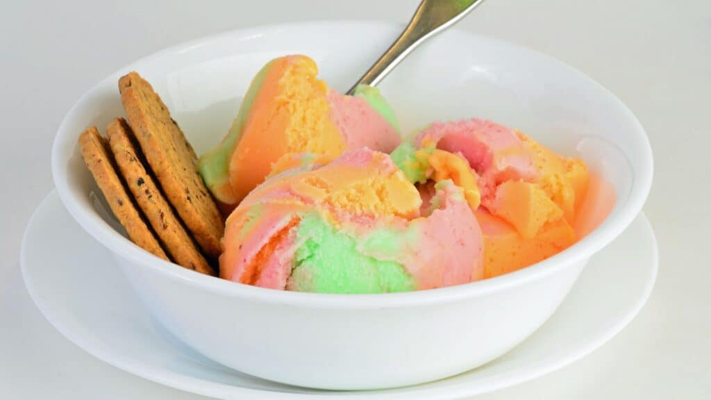 <p>Sherbet comes from the Arabic word sharbat, meaning “a drink.” This term was used to describe a sweet, flavored beverage and was later adopted into English to refer to a frozen dessert.</p>