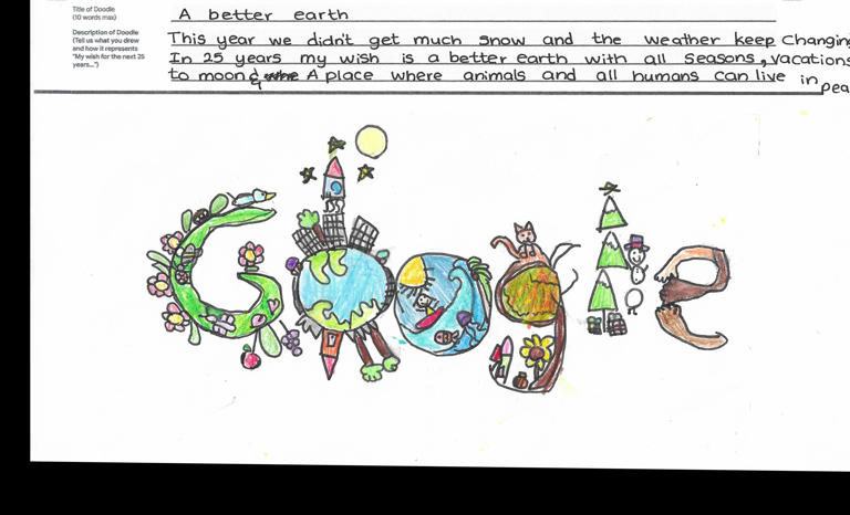 Talia Perera's Doodle for Google entry, which is titled "A better earth."