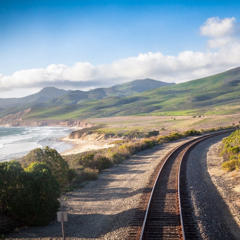 Railroad used by Coast Starlight in Central California