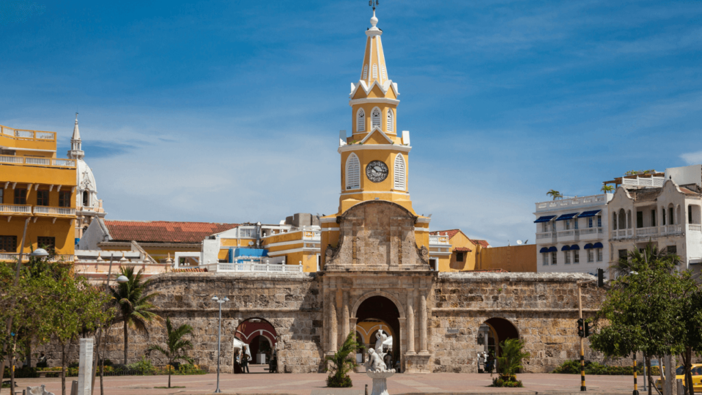 <p>The <a href="https://sparknomad.com/things-to-do-in-cartagena-colombia/">Cartagena</a> Clock Tower, also known as “La Torre del Reloj,” is a prominent symbol of Colombia. Originally a chapel with a gun room, this vivid lemon-yellow tower marks the entrance to Cartagena’s Old City, inviting visitors to embark on a delightful journey through its colonial streets.</p>