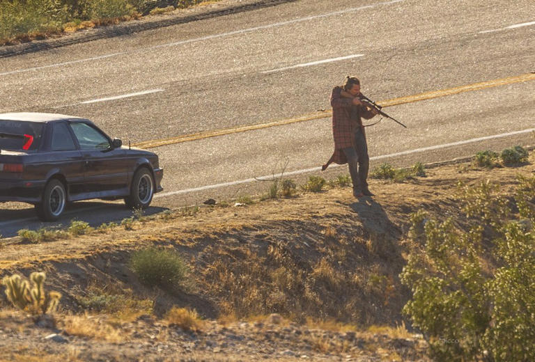 Actor Leonardo DiCaprio seen filming in the Borrego Springs area.