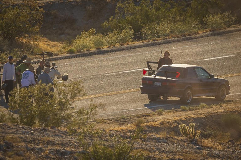 Actor Leonardo DiCaprio seen filming in the Borrego Springs area.