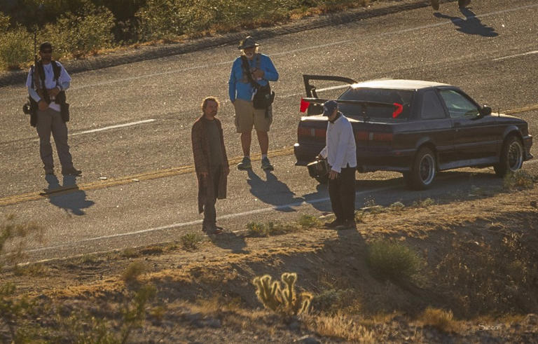 Actor Leonardo DiCaprio seen filming in the Borrego Springs area.