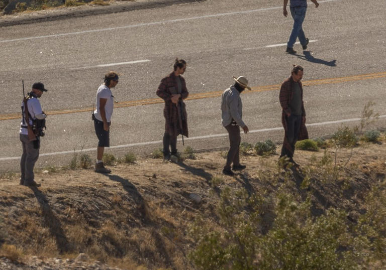 Actor Leonardo DiCaprio seen filming in the Borrego Springs area.