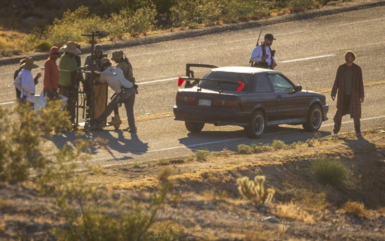 Actor Leonardo DiCaprio seen filming in the Borrego Springs area.