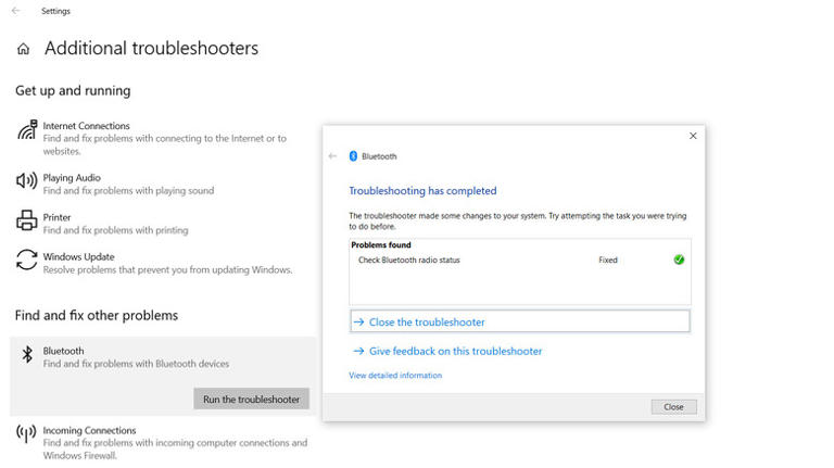 Microsoft Windows Bluetooth troubleshooter