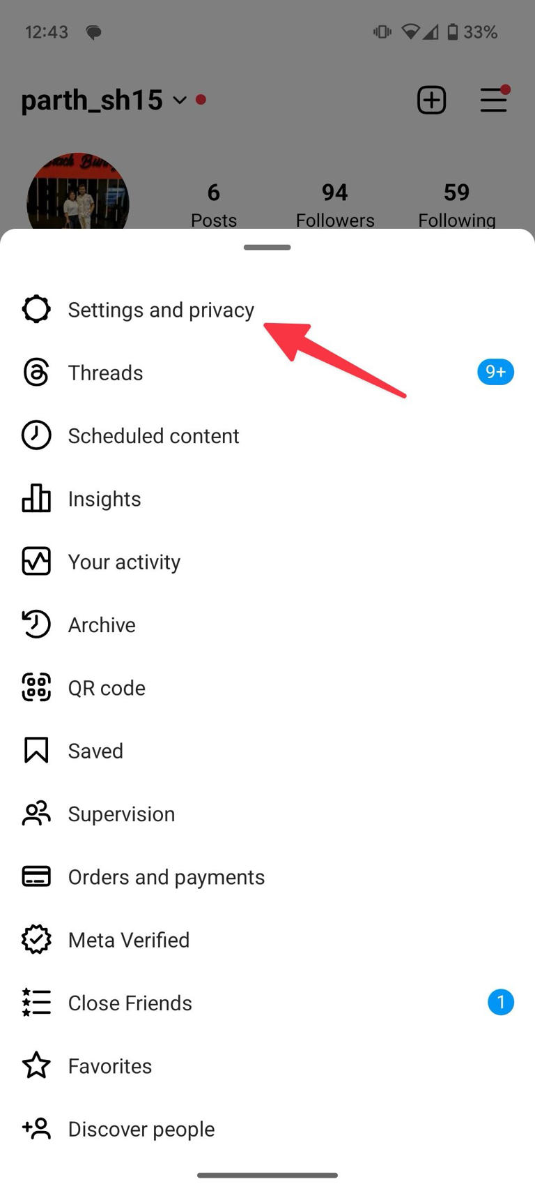 Instagram settings and privacy on Android