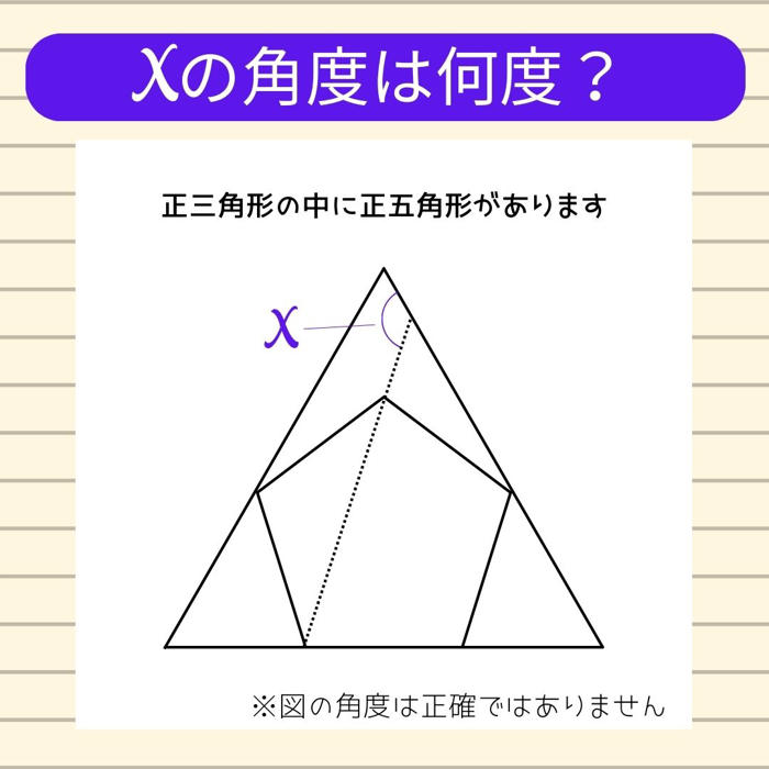 【角度当てクイズ vol.883】xの角度は何度？