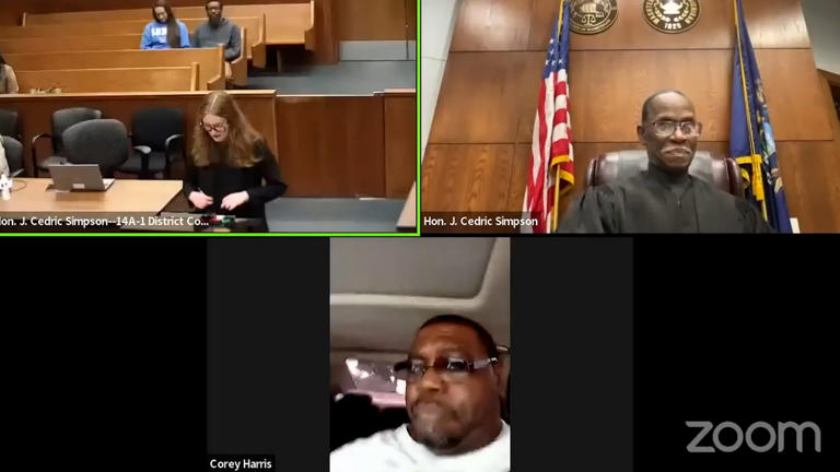 A Michigan man in court for a suspended driver's license shocked a judge by joining his Zoom hearing while in his car driving.
