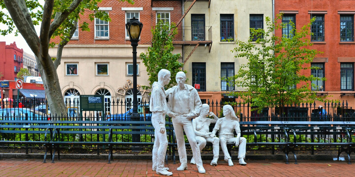 <p>George Segal’s <i>Gay Liberation</i> monument can be found in Christopher Park, just across the street from The Stonewall Inn. </p><p>Photo by poludziber/Shutterstock</p><p>This June marks the 55th anniversary of the Stonewall uprising, which kickstarted the gay rights movement in 1969. The bar where it all began has been commemorated as a <a class="Link" href="https://www.nps.gov/ston/index.htm" rel="noopener">national monument</a>, with a new visitor center debuting this summer. It’s part of a small but mighty contingent of LGBTQ heritage markers in the city, including the <a class="Link" href="https://www.nycaidsmemorial.org" rel="noopener">New York City AIDS Memorial</a>, the <a class="Link" href="https://aliceausten.org" rel="noopener">Alice Austen House</a>, and Brooklyn’s <a class="Link" href="https://parks.ny.gov/parks/155/details.aspx" rel="noopener">Marsha P. Johnson State Park</a>, which in 2020 became New York’s first state park named for an LGBTQ person. </p><p>This Pride month, we’re taking a look at some of the other LGBTQ memorials and monuments around the globe, from celebrations of groundbreaking historical figures to more somber reminders of the persecution people in the community have faced and continue to face today. </p>