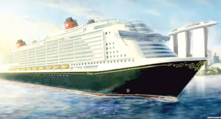 Artist’s concept of the new Disney Cruise ship to set sail in Singapore and will be powered by ‘green methanol.’ CONTRIBUTED PHOTO