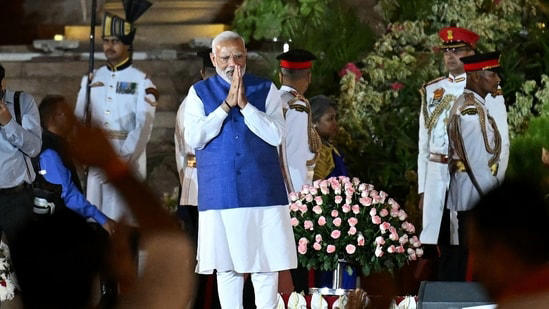 Prime Minister Narendra Modi during the oath-taking ceremony at Rashtrapati Bhavan.