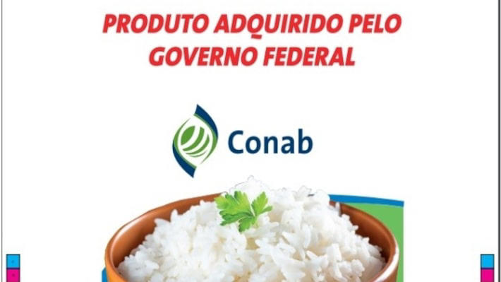 Rótulo de arroz que será vendido pelo governo federal a preço tabelado Foto: Divulgação/Conab