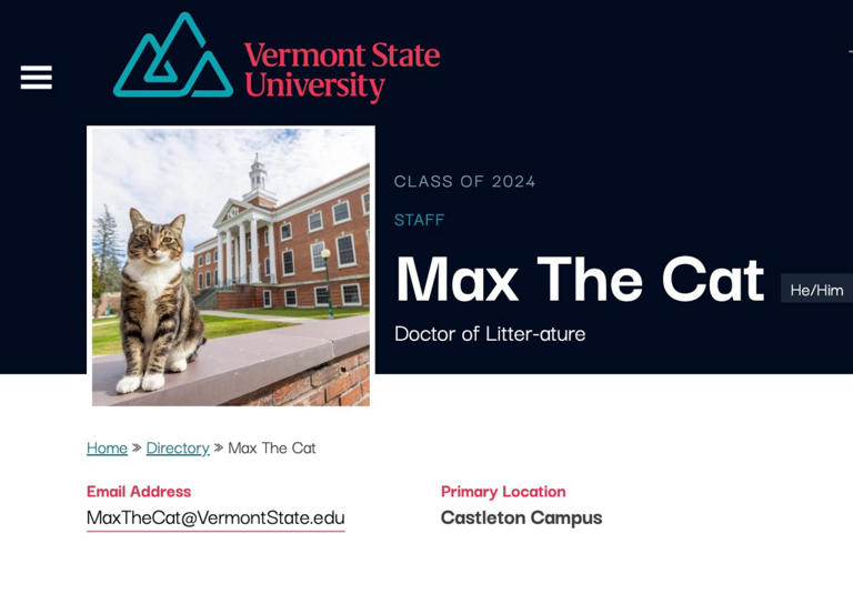 This cat earned his doctorate from a Vermont university: ‘Doctor of ...