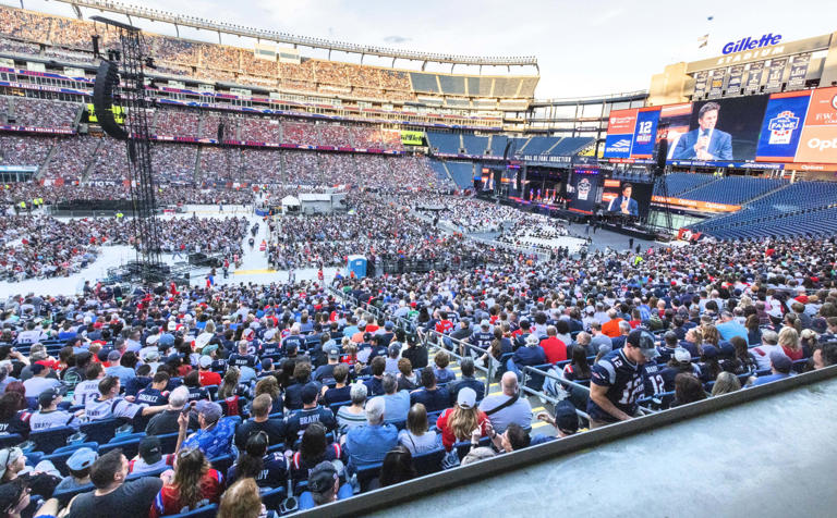 Foxboro, MA - June 12: Tom Brady’s Patriots Hall of Fame induction at Gillette Stadium.