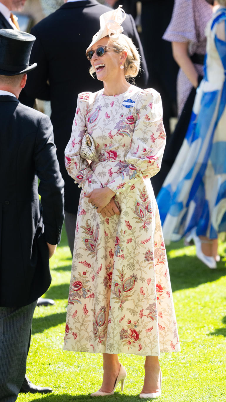 Zara Tindall raises the bar with fabulous botanical dress and metallic  clutch at Royal Ascot