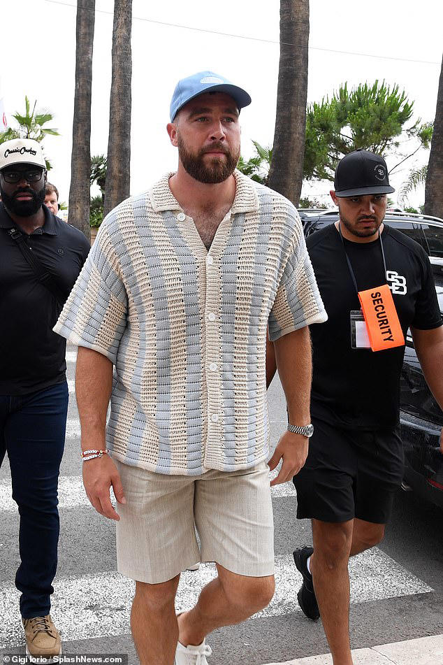 Travis and Jason Kelce spotted in Cannes before 'New Heights' live show...  with NFL brothers set to hot-foot it to London to see Taylor Swift