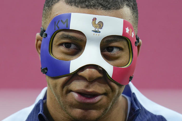 masked mbappé trains for netherlands match at euro 2024, coach optimistic he'll play